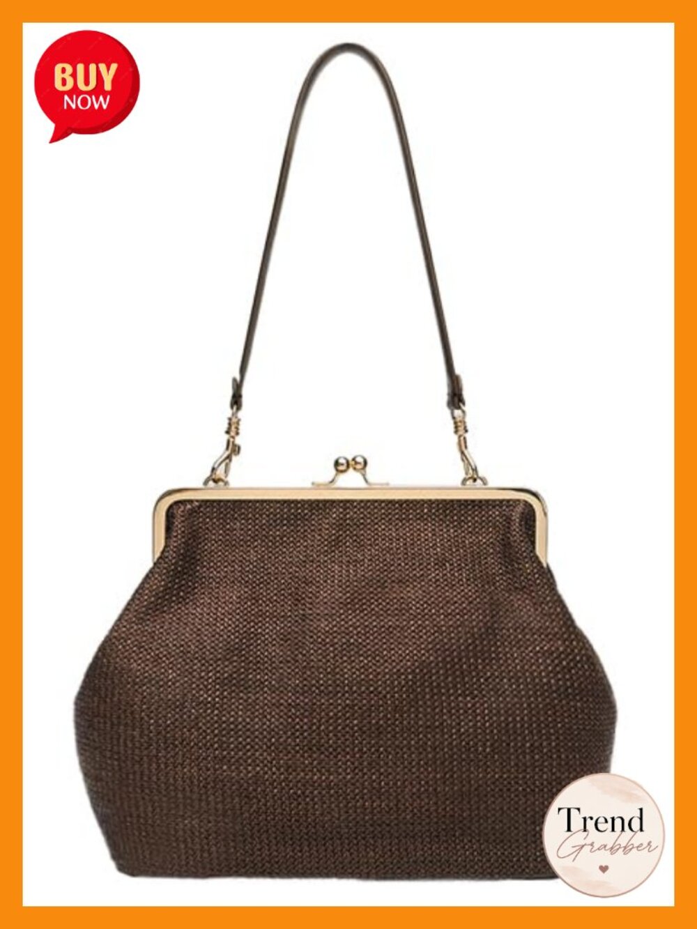 Straw Hobo Shoulder Bag Tote Satchel Kiss Lock Beach Summer Purse